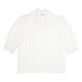 ATELIER RENEE Womens Shirt White V-Neck 3/4 Sleeve L
