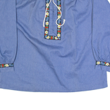 Womens Top Blue Long Sleeve Floral L