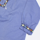 Womens Top Blue Long Sleeve Floral L