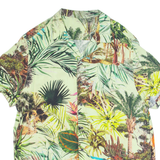 Womens Printed Shirt Green Collared Floral M