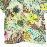 Womens Printed Shirt Green Collared Floral M