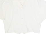 Womens Cropped Blouse Cream V-Neck Viscose L