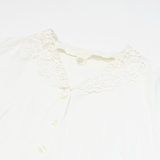 Womens Cropped Blouse Cream V-Neck Viscose L