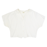 Womens Cropped Blouse Cream V-Neck Viscose L