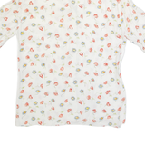 Womens Printed Shirt White Collared Floral UK 10