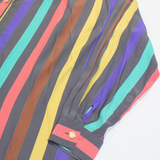 SIXTH SENSE Womens Printed Shirt Red Collared Long Sleeve Striped L