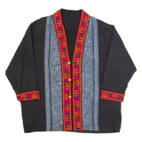 Womens Printed Top Black V-Neck Long Sleeve L