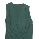 CARLA GI Womens Blouse Green V-Neck Sleeveless S