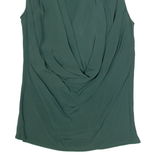 CARLA GI Womens Blouse Green V-Neck Sleeveless S