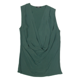 CARLA GI Womens Blouse Green V-Neck Sleeveless S