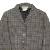 GENEVE PAR Cropped Womens Blazer Coat Grey Wool Check S