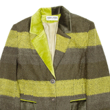 ALMA D'IENA PARIS Womens Blazer Coat Green Striped S