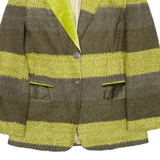 ALMA D'IENA PARIS Womens Blazer Coat Green Striped S