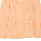 CLAUDINE Belted Womens Overcoat Coat Pink Wool S