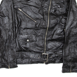 FLIGHT PATH Mens Motorcycle Jacket Black Leather S