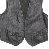 WESTERN HOUSE Mens Waistcoat Black Leather M