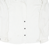 Womens Printed Blouse White Collared Long Sleeve Striped M