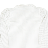 Womens Printed Blouse White Collared Long Sleeve Striped M
