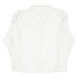 Womens Printed Blouse White Collared Long Sleeve Striped M