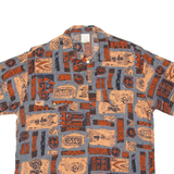 Womens Printed Blouse Blue Collared Crazy Pattern M