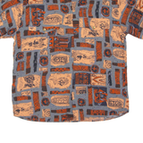 Womens Printed Blouse Blue Collared Crazy Pattern M