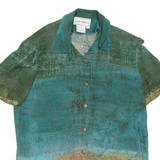 KARIN STEVENS Womens Printed Blouse Blue Collared Crazy Pattern UK 8