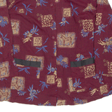 Womens Printed Blouse Maroon Long Sleeve Crazy Pattern UK 16