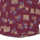Womens Printed Blouse Maroon Long Sleeve Crazy Pattern UK 16