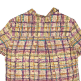 LIZ CLAIBORNE Womens Printed Blouse Brown V-Neck Silk Check UK 10