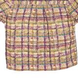 LIZ CLAIBORNE Womens Printed Blouse Brown V-Neck Silk Check UK 10