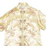 Eastern Inspired Womens Printed Blouse Gold High Neck Floral XL