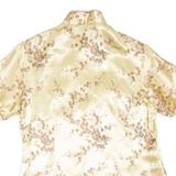 Eastern Inspired Womens Printed Blouse Gold High Neck Floral XL
