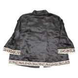 INDISKA Womens Printed Blouse Black V-Neck 3/4 Sleeve Silk Floral M