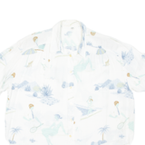 Womens Printed Blouse White Collared Crazy Pattern UK 12