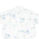 Womens Printed Blouse White Collared Crazy Pattern UK 12