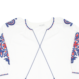 ARTY BLUSH Womens Top White V-Neck Long Sleeve XL