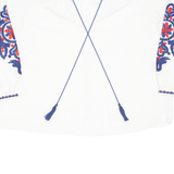 ARTY BLUSH Womens Top White V-Neck Long Sleeve XL