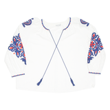 ARTY BLUSH Womens Top White V-Neck Long Sleeve XL