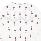 INTROPIA Womens Printed Top White Long Sleeve Crazy Pattern S