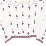 INTROPIA Womens Printed Top White Long Sleeve Crazy Pattern S