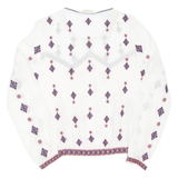 INTROPIA Womens Printed Top White Long Sleeve Crazy Pattern S