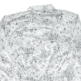 LADY JOY Womens Printed Blouse Silver V-Neck Long Sleeve Silk Floral M