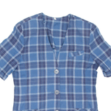 Womens Printed Waistcoat Blue V-Neck Check M