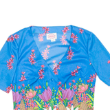 BELDONA Womens Printed Blouse Blue V-Neck Floral S
