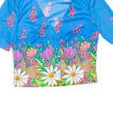 BELDONA Womens Printed Blouse Blue V-Neck Floral S