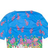 BELDONA Womens Printed Blouse Blue V-Neck Floral S