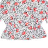 TEBA Womens Printed Blouse Grey Collared Floral L