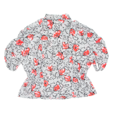 TEBA Womens Printed Blouse Grey Collared Floral L