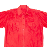 Womens Blouse Red Collared Silk M