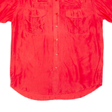 Womens Blouse Red Collared Silk M